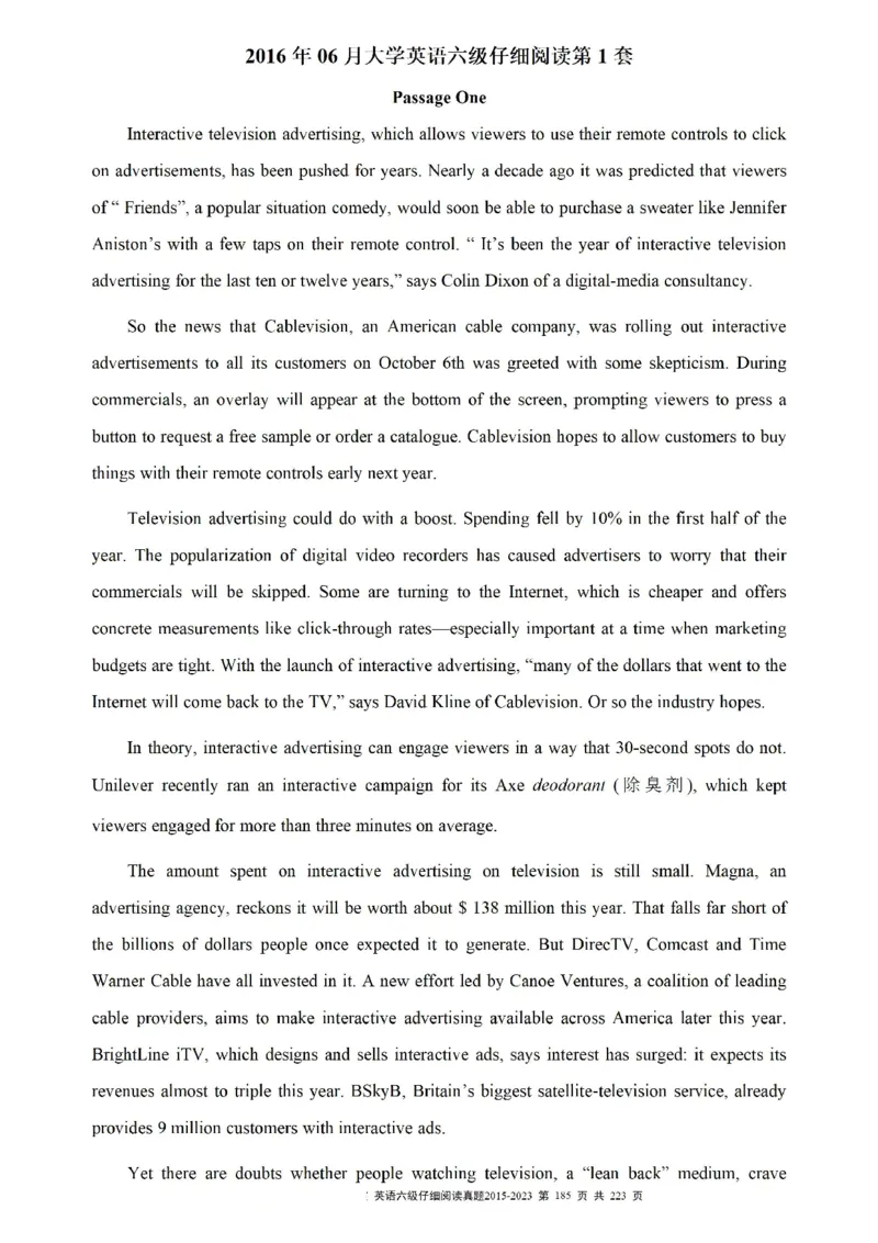 六级仔细阅读真题2015-2023.12_六级_六级仔细阅读