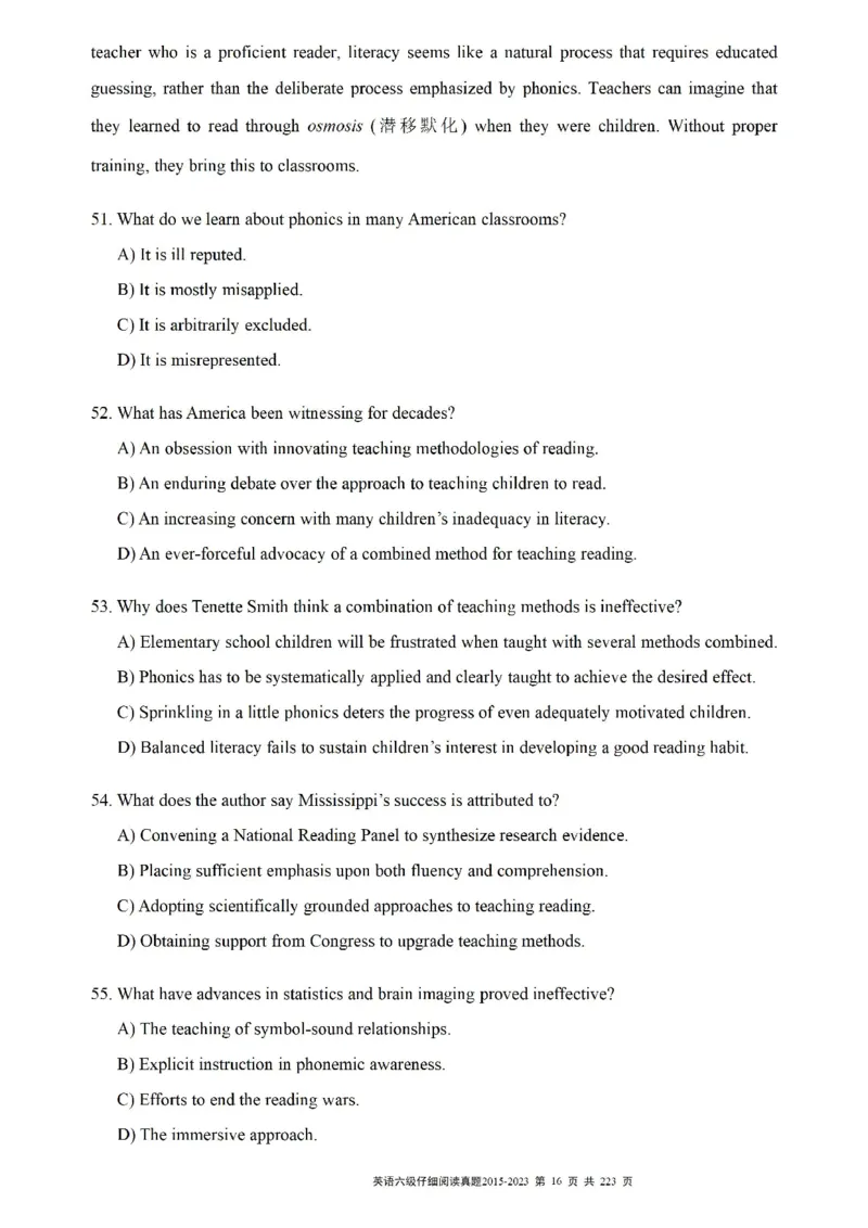 六级仔细阅读真题2015-2023.12_六级_六级仔细阅读