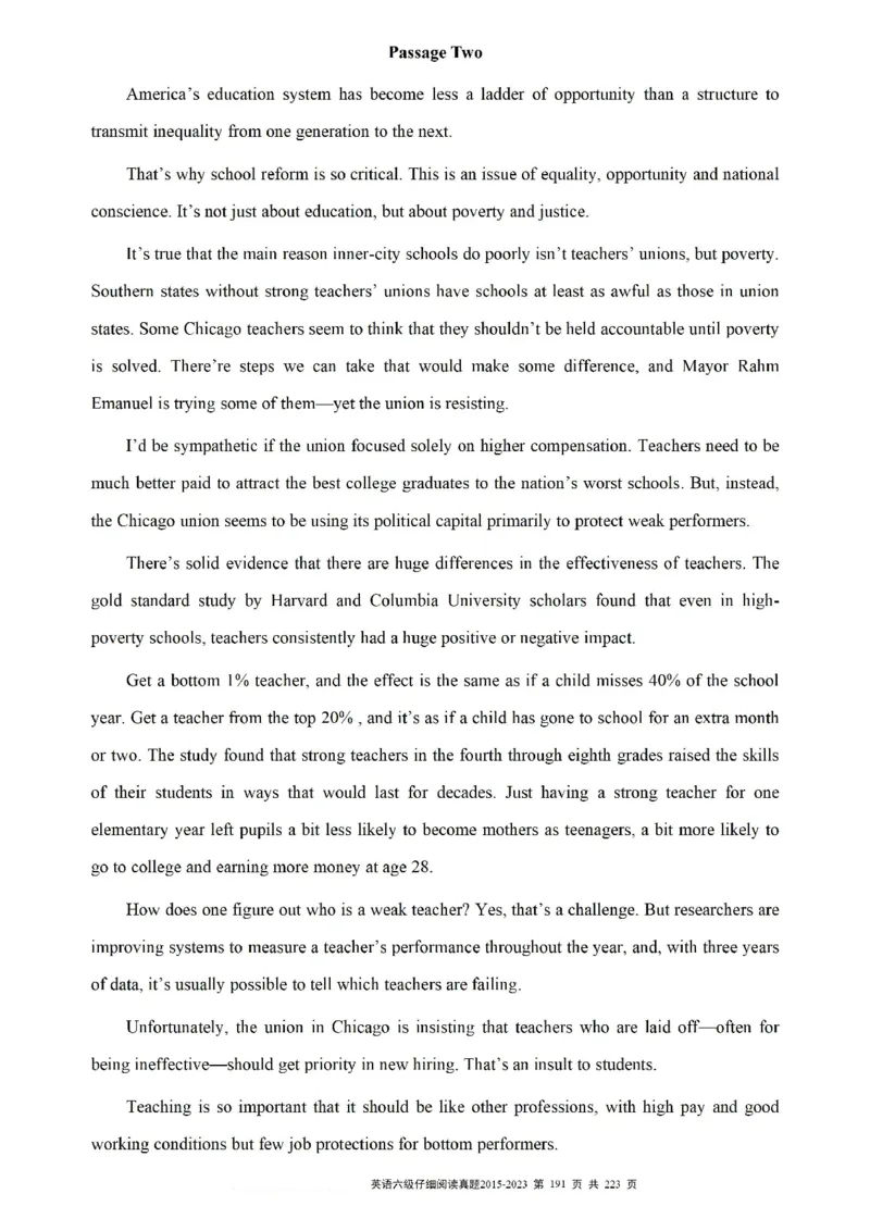 六级仔细阅读真题2015-2023.12_六级_六级仔细阅读