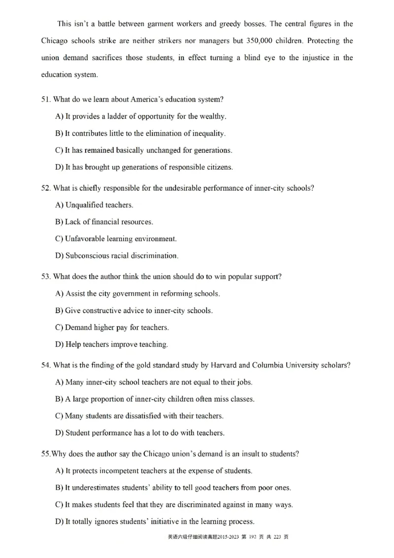 六级仔细阅读真题2015-2023.12_六级_六级仔细阅读
