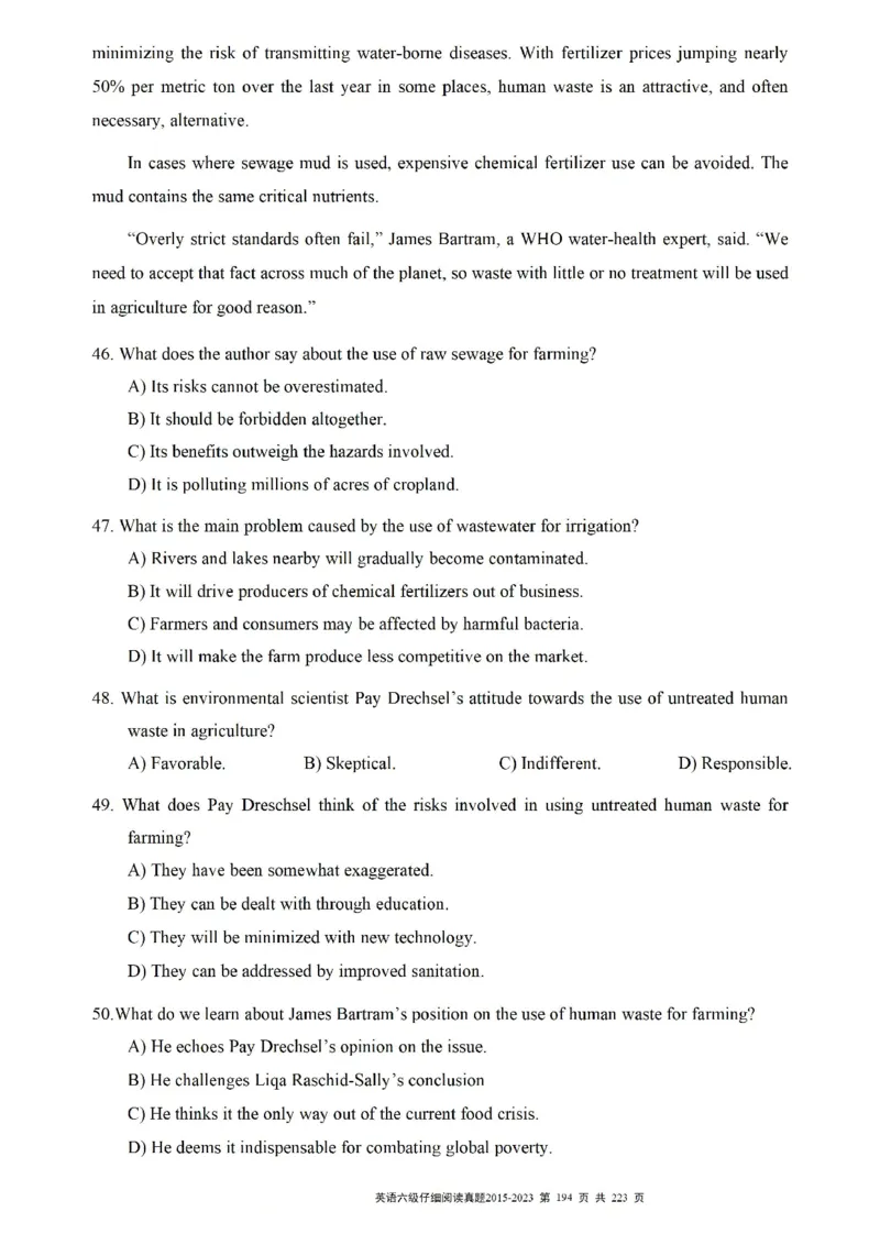 六级仔细阅读真题2015-2023.12_六级_六级仔细阅读