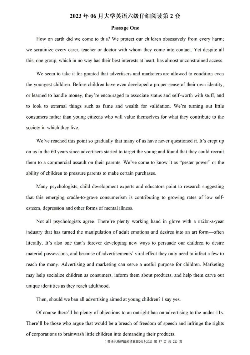六级仔细阅读真题2015-2023.12_六级_六级仔细阅读