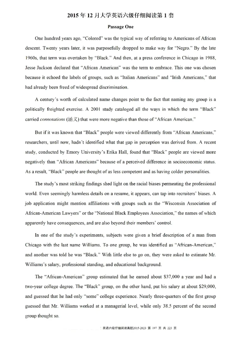 六级仔细阅读真题2015-2023.12_六级_六级仔细阅读