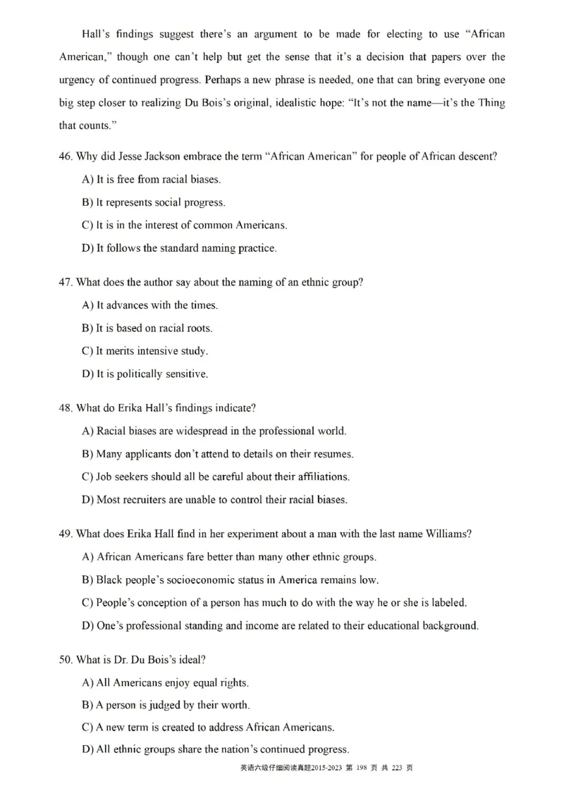 六级仔细阅读真题2015-2023.12_六级_六级仔细阅读