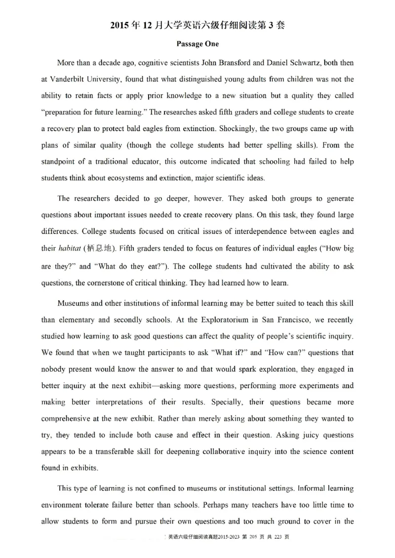 六级仔细阅读真题2015-2023.12_六级_六级仔细阅读