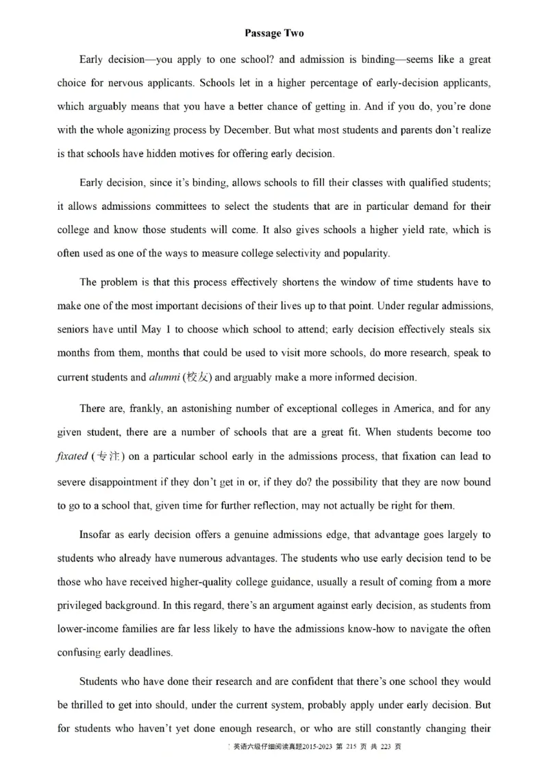 六级仔细阅读真题2015-2023.12_六级_六级仔细阅读