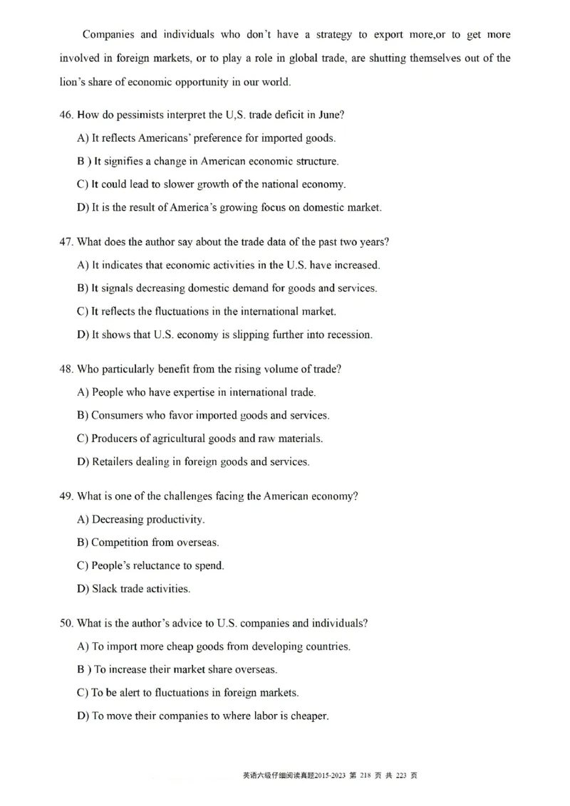 六级仔细阅读真题2015-2023.12_六级_六级仔细阅读