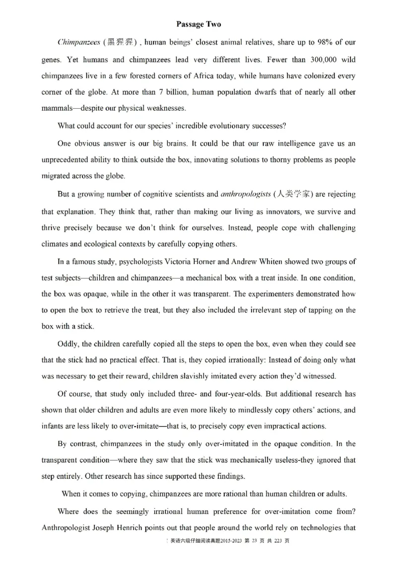六级仔细阅读真题2015-2023.12_六级_六级仔细阅读