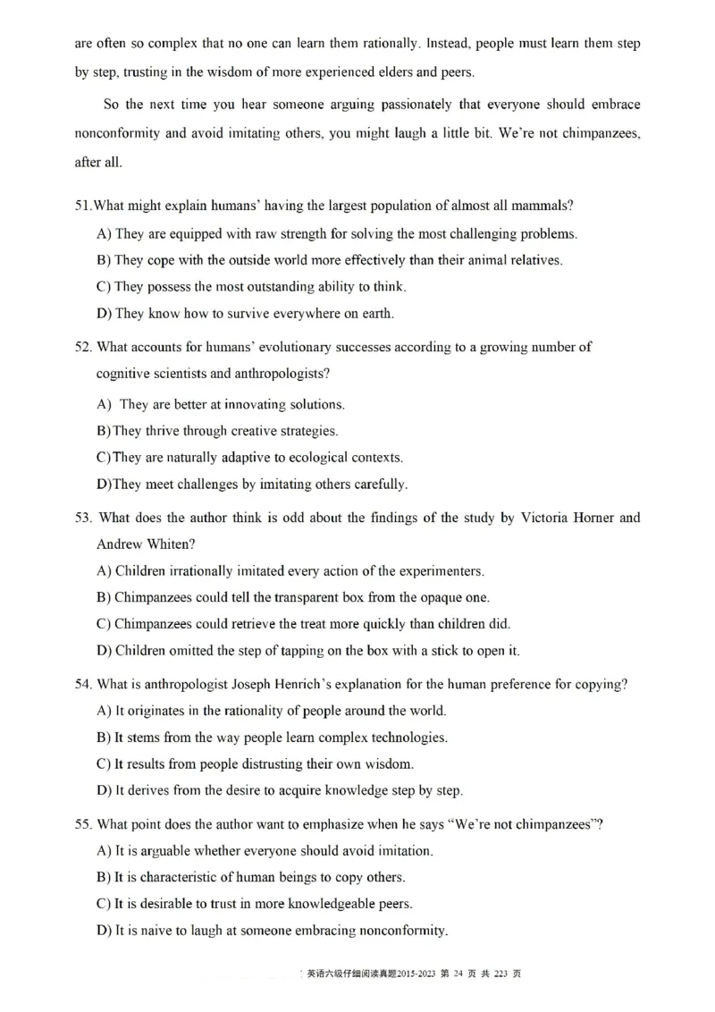 六级仔细阅读真题2015-2023.12_六级_六级仔细阅读