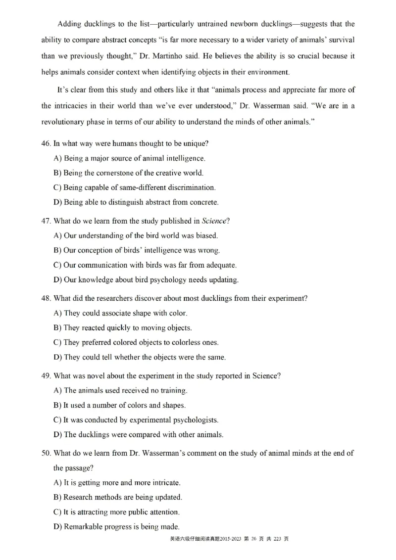 六级仔细阅读真题2015-2023.12_六级_六级仔细阅读