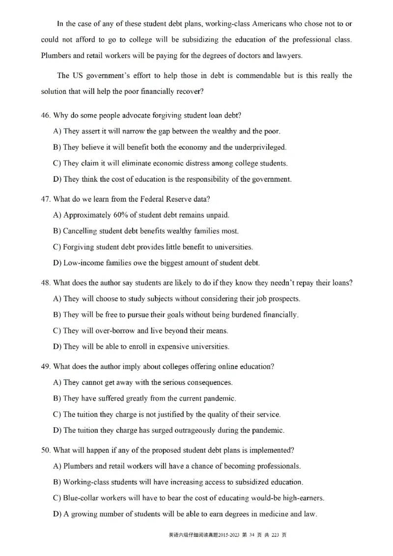 六级仔细阅读真题2015-2023.12_六级_六级仔细阅读