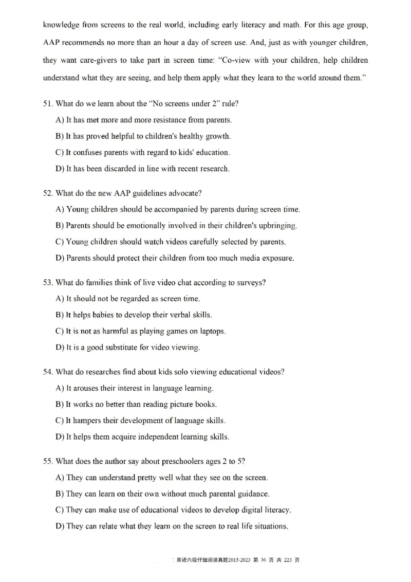 六级仔细阅读真题2015-2023.12_六级_六级仔细阅读