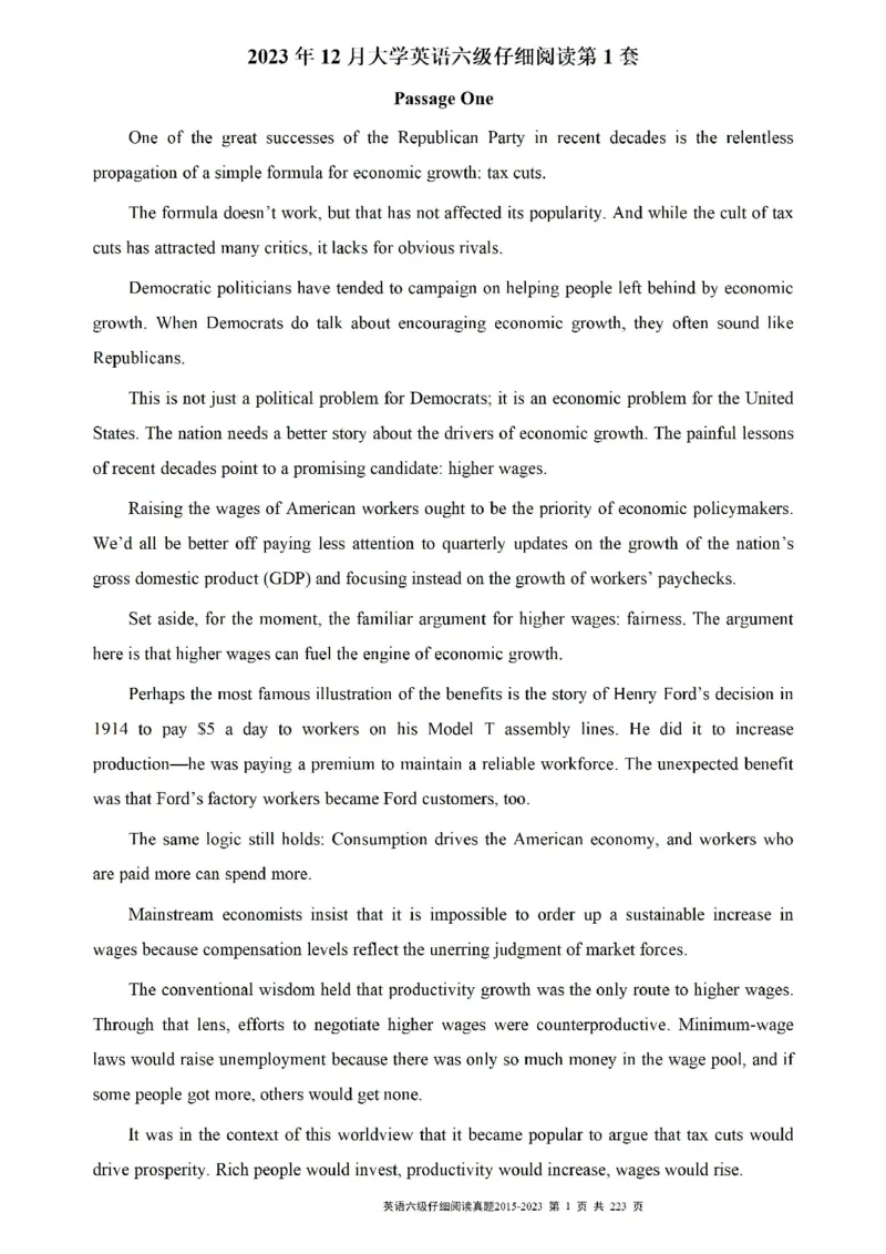 六级仔细阅读真题2015-2023.12_六级_六级仔细阅读