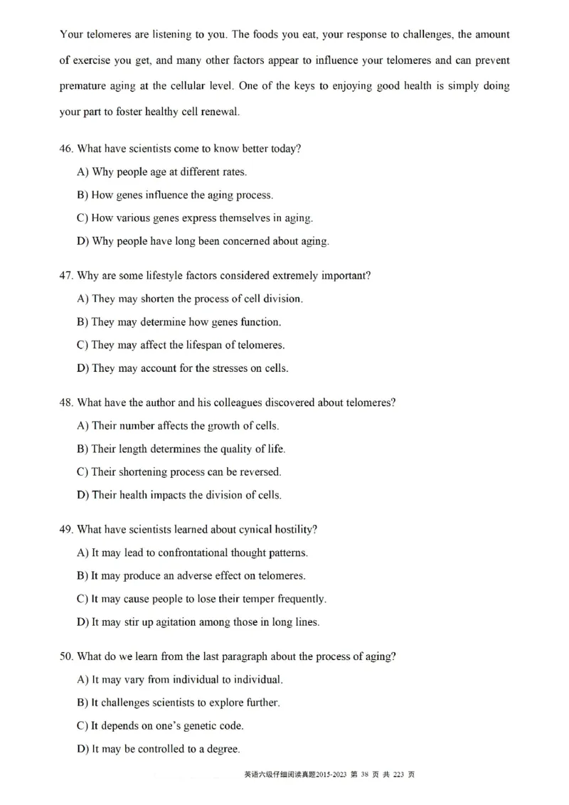 六级仔细阅读真题2015-2023.12_六级_六级仔细阅读