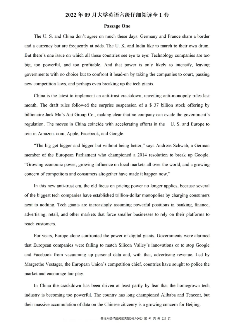 六级仔细阅读真题2015-2023.12_六级_六级仔细阅读