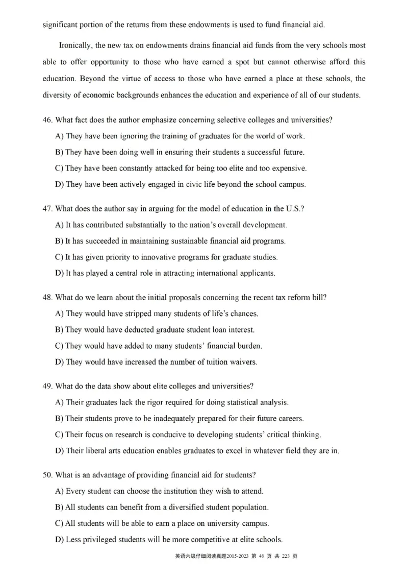 六级仔细阅读真题2015-2023.12_六级_六级仔细阅读