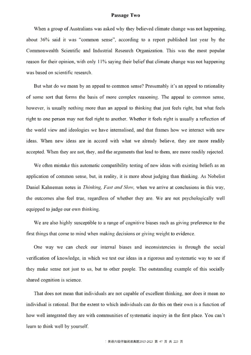 六级仔细阅读真题2015-2023.12_六级_六级仔细阅读