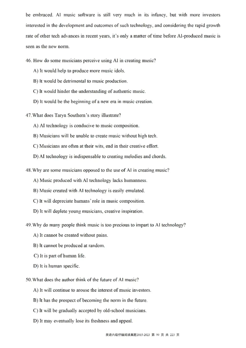 六级仔细阅读真题2015-2023.12_六级_六级仔细阅读