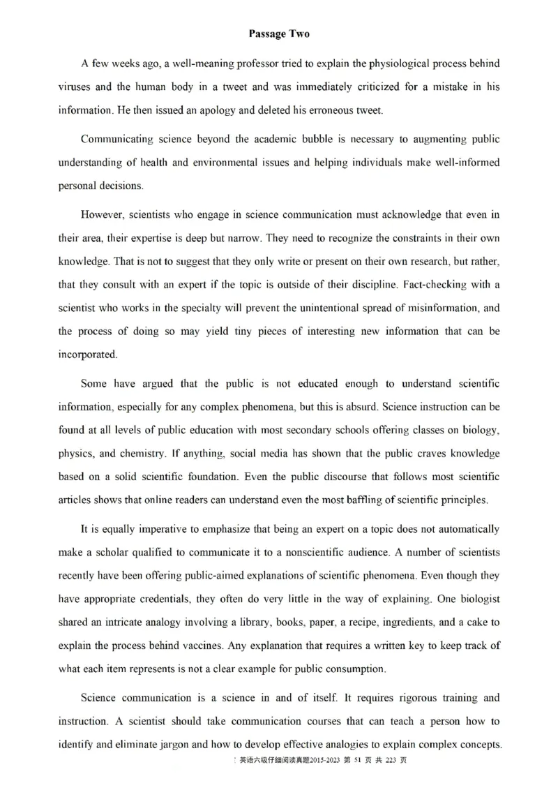 六级仔细阅读真题2015-2023.12_六级_六级仔细阅读