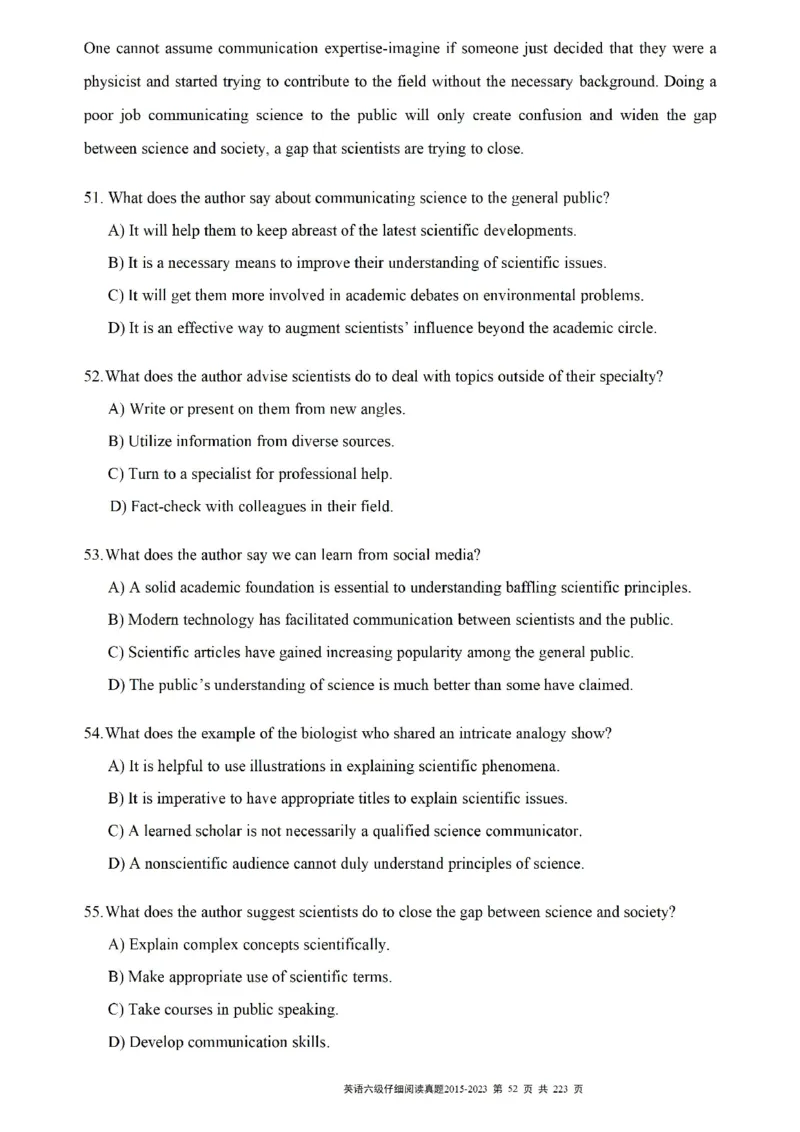 六级仔细阅读真题2015-2023.12_六级_六级仔细阅读