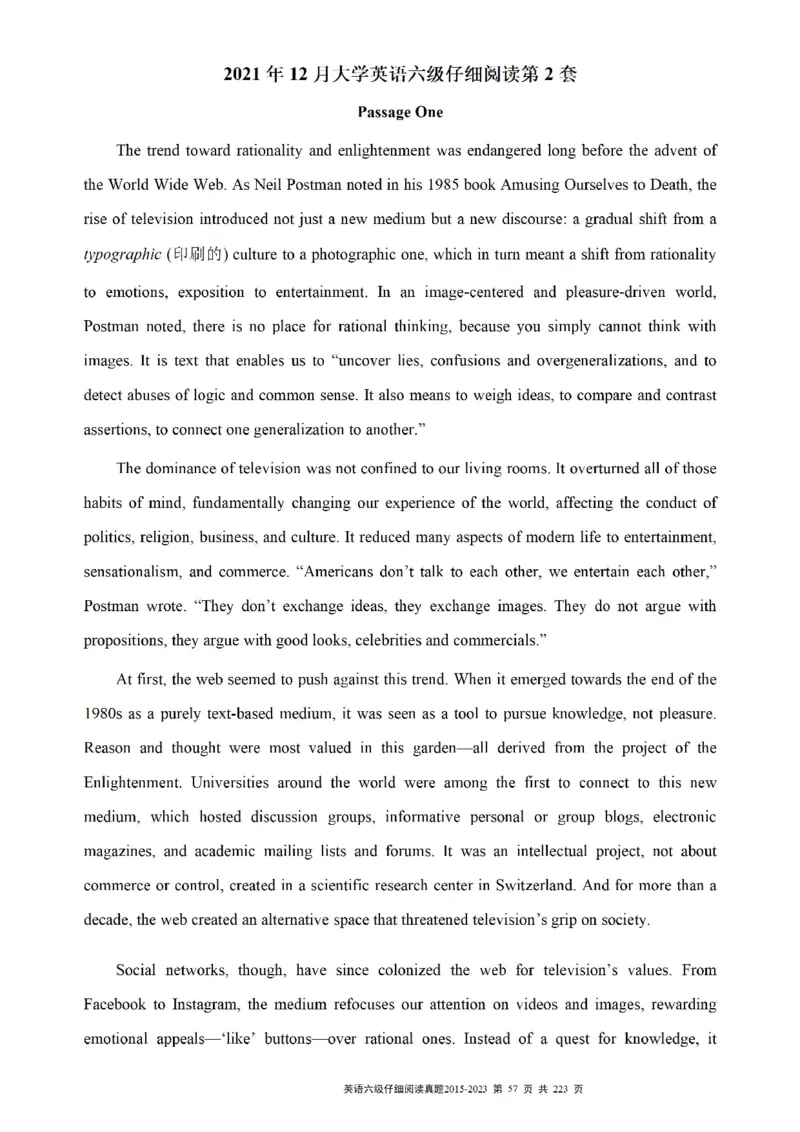 六级仔细阅读真题2015-2023.12_六级_六级仔细阅读
