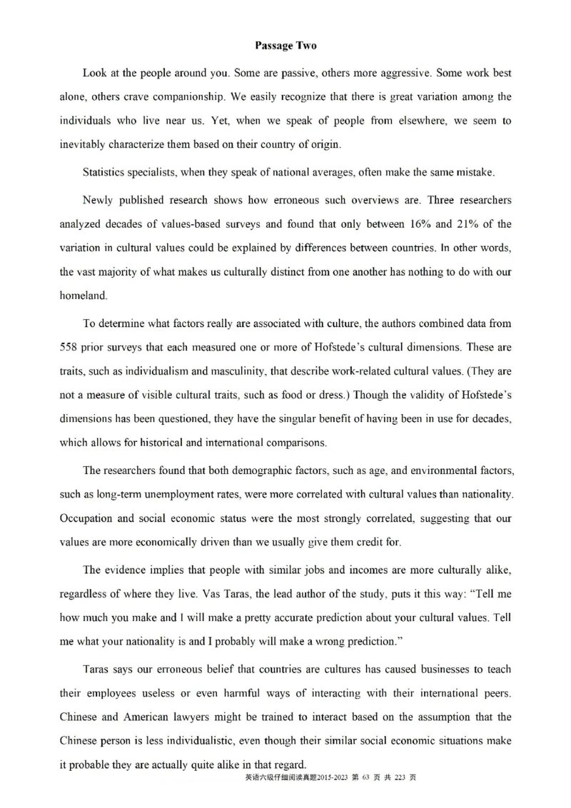 六级仔细阅读真题2015-2023.12_六级_六级仔细阅读