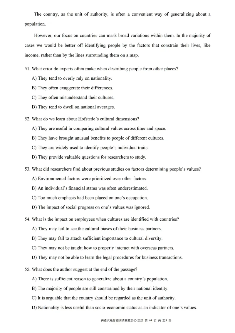 六级仔细阅读真题2015-2023.12_六级_六级仔细阅读