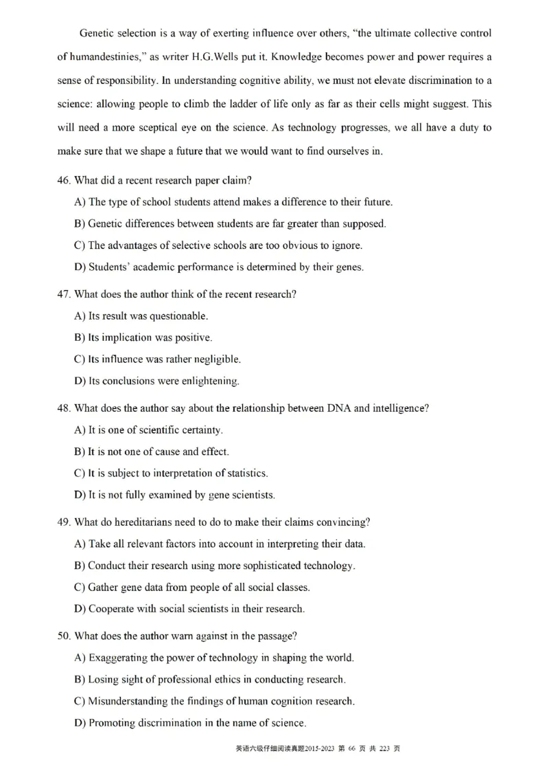六级仔细阅读真题2015-2023.12_六级_六级仔细阅读