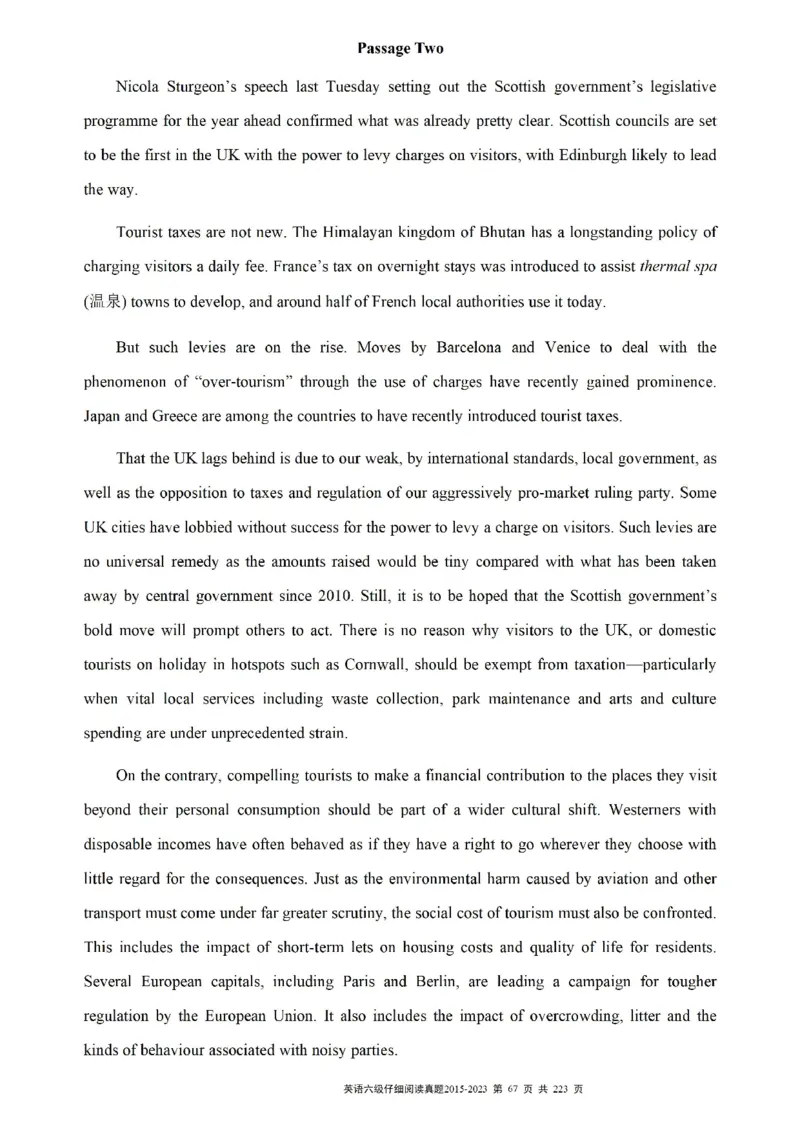 六级仔细阅读真题2015-2023.12_六级_六级仔细阅读