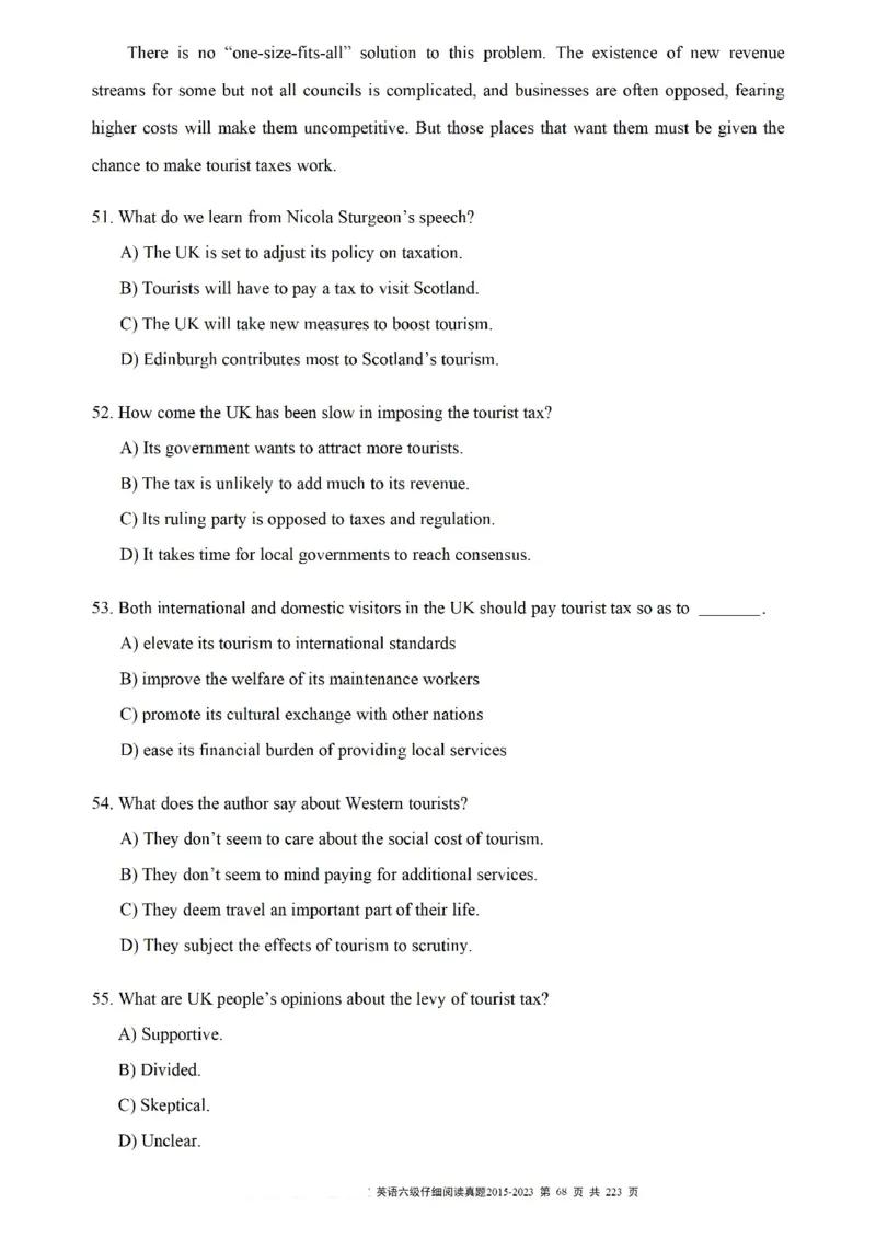 六级仔细阅读真题2015-2023.12_六级_六级仔细阅读