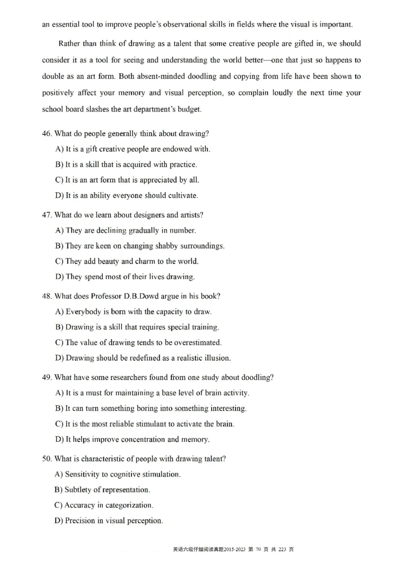 六级仔细阅读真题2015-2023.12_六级_六级仔细阅读