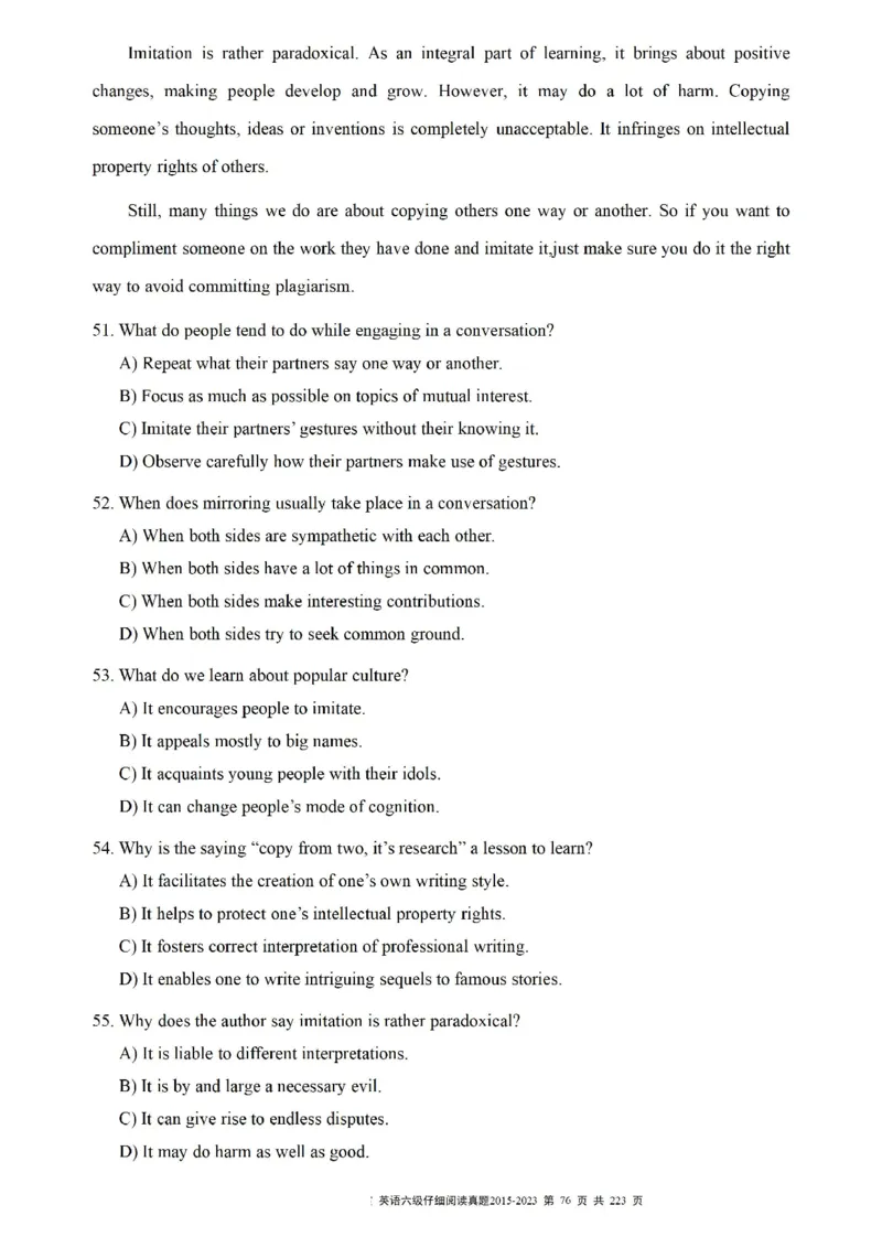 六级仔细阅读真题2015-2023.12_六级_六级仔细阅读