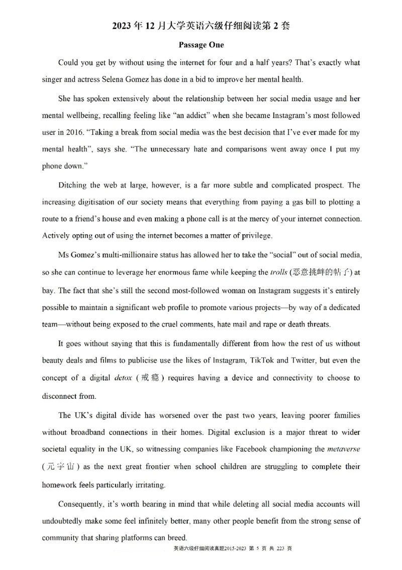 六级仔细阅读真题2015-2023.12_六级_六级仔细阅读