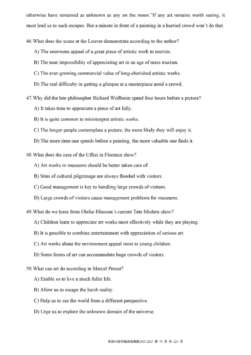六级仔细阅读真题2015-2023.12_六级_六级仔细阅读
