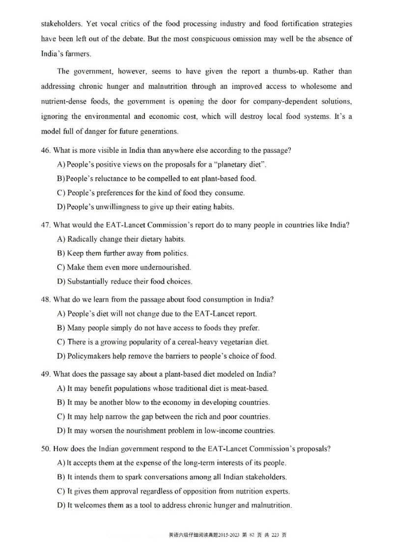 六级仔细阅读真题2015-2023.12_六级_六级仔细阅读