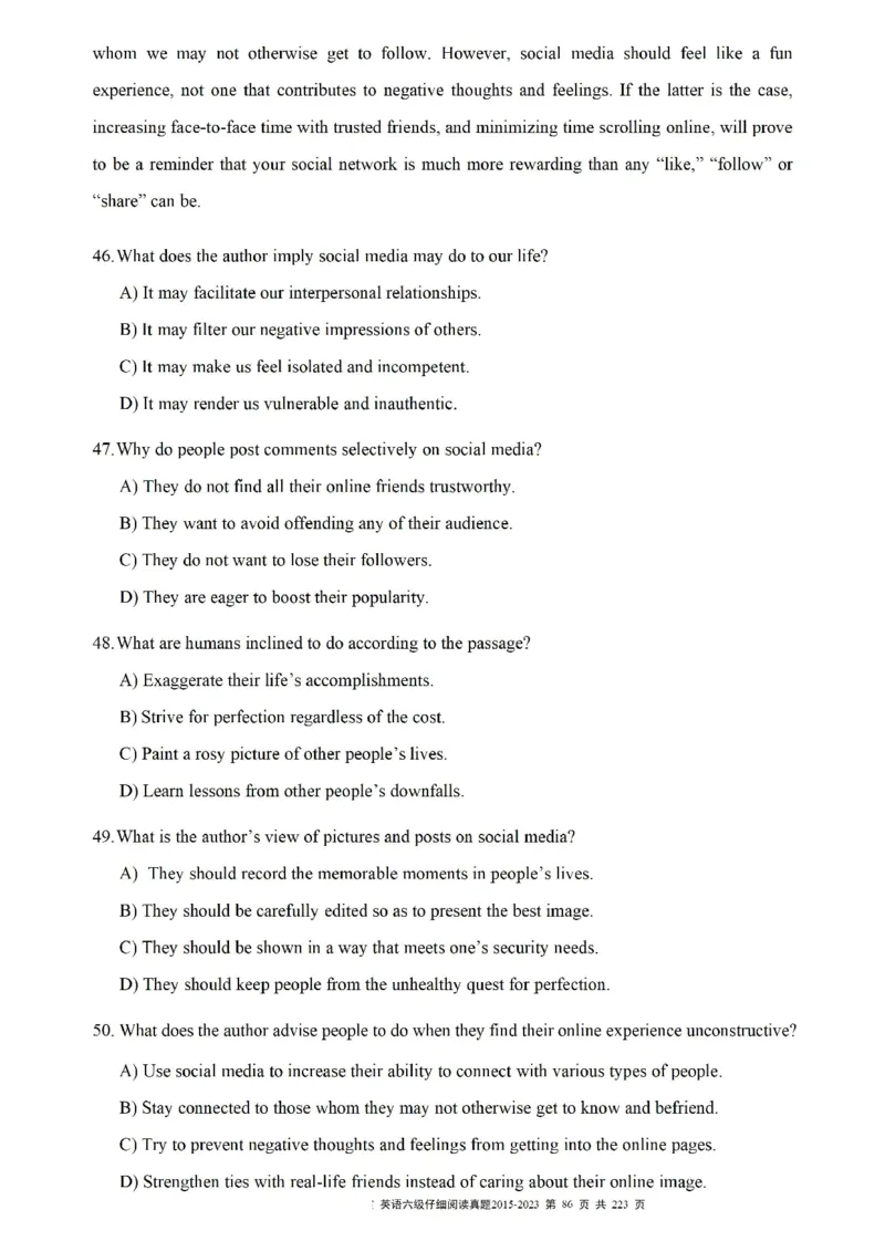 六级仔细阅读真题2015-2023.12_六级_六级仔细阅读