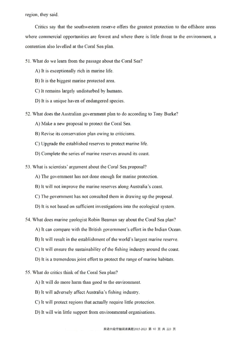 六级仔细阅读真题2015-2023.12_六级_六级仔细阅读