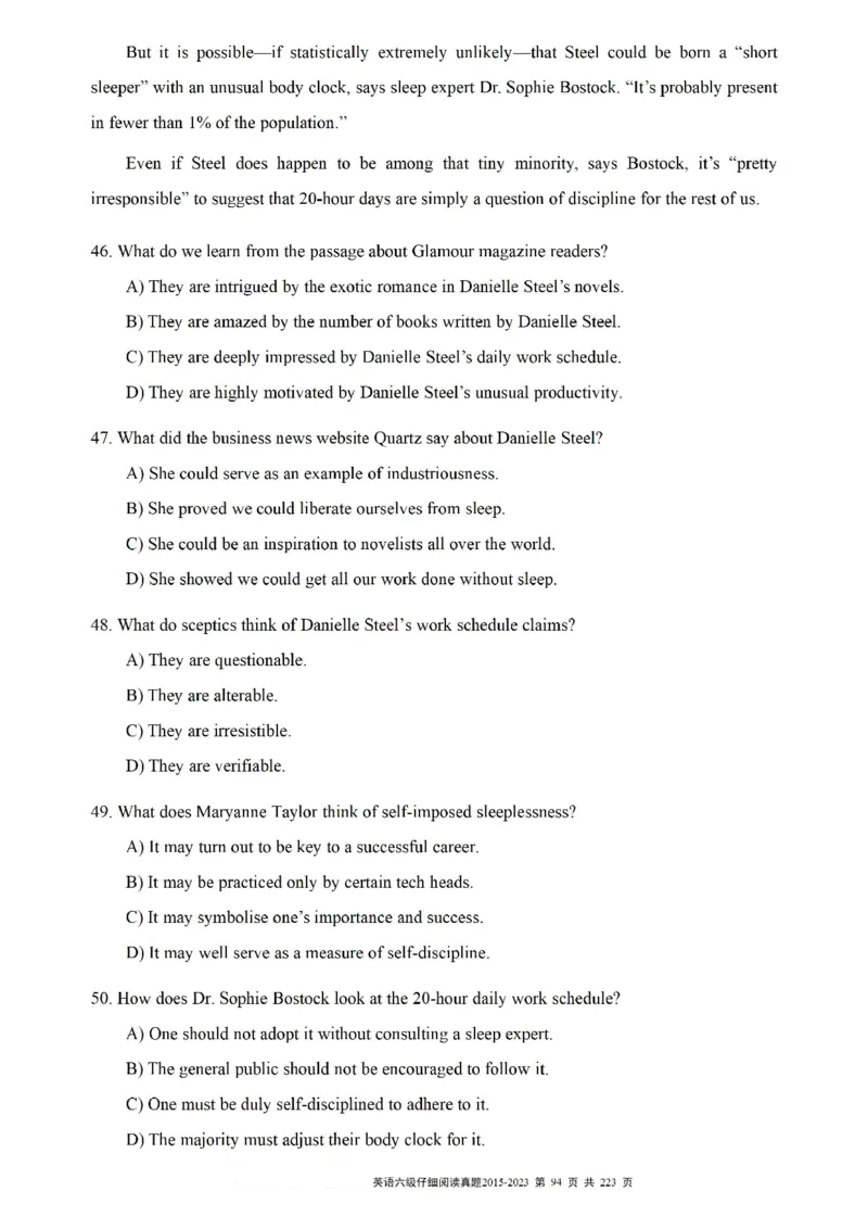 六级仔细阅读真题2015-2023.12_六级_六级仔细阅读