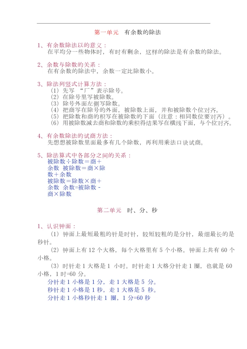 苏教版2年级下册数学知识点_二年级上下册资料_二年级语数英上下册学习资料_3-7-4、小学二年级数学下册_苏教版_1、知识点总结