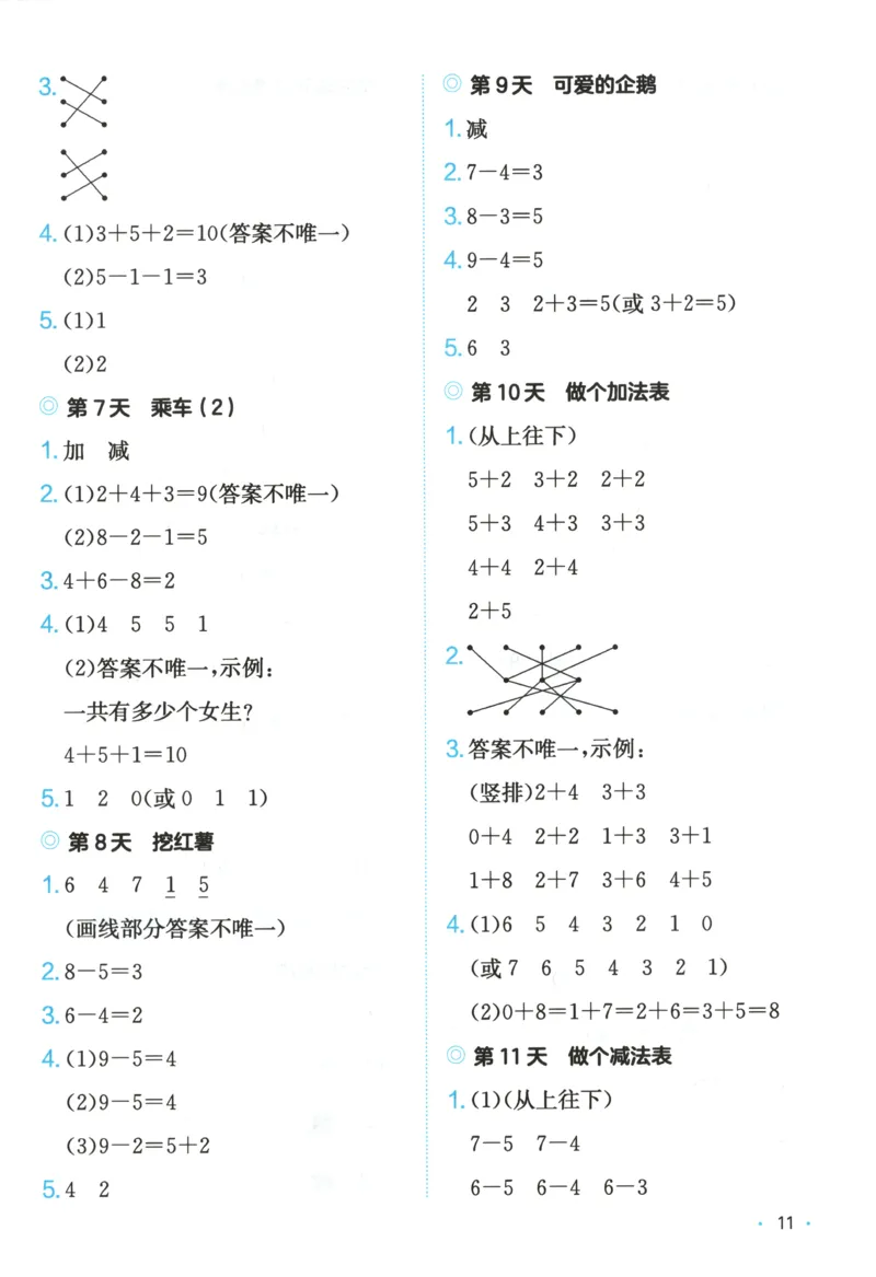 答案_25秋小学语数英习题试卷_数学_北师大版_25秋一本课后小练习数学BS1-6年级上册_一本课后小练习数学BS1上