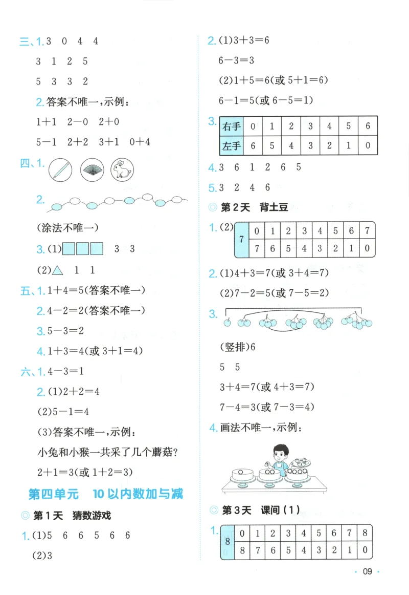答案_25秋小学语数英习题试卷_数学_北师大版_25秋一本课后小练习数学BS1-6年级上册_一本课后小练习数学BS1上