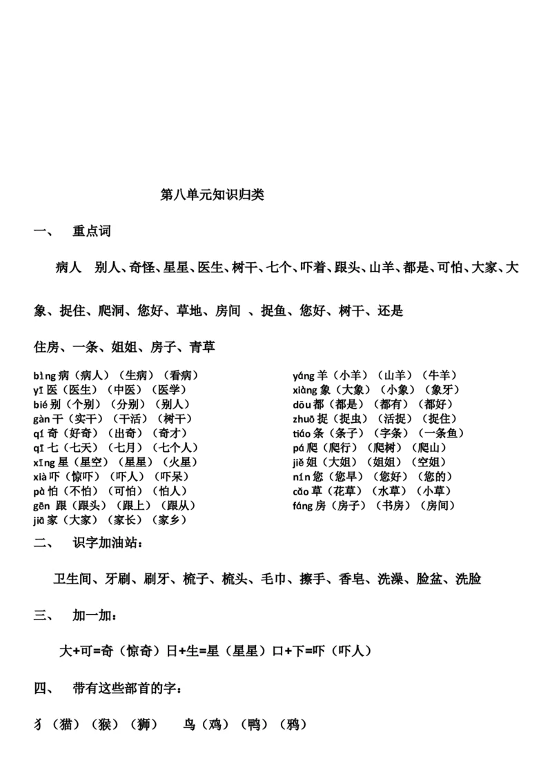 知识点全归纳_一年级上下册资料_一年级上语数英上下册学习资料_3-6-2、小学一年级语文下册_统编、部编、人教（语文全国统一只有一个版）_1、知识点总结_期末总复习