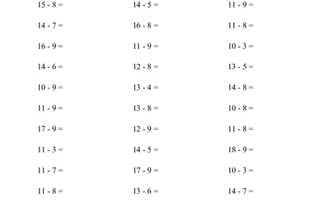 （20以内的退位减法）1500题_小学数学口算竖式脱式计算应用题一二三四五六年级上下册电_小学数学口算题库电子版（1-6）_小学数学口算一年级_口算1年级上册18000题