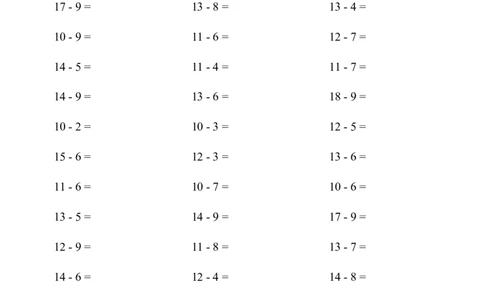 （20以内的退位减法）1500题_小学数学口算竖式脱式计算应用题一二三四五六年级上下册电_小学数学口算题库电子版（1-6）_小学数学口算一年级_口算1年级上册18000题