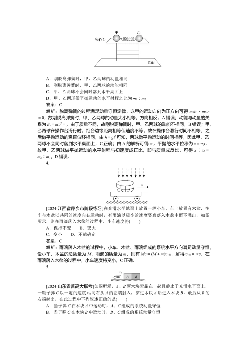 动量守恒定律专题39_2025高中教辅（后续还会更新新习题试卷）_2025高中全科《微专题&middot;小练习》_2025高中全科《微专题小练习》_2025版&middot;微专题小练习&middot;物理