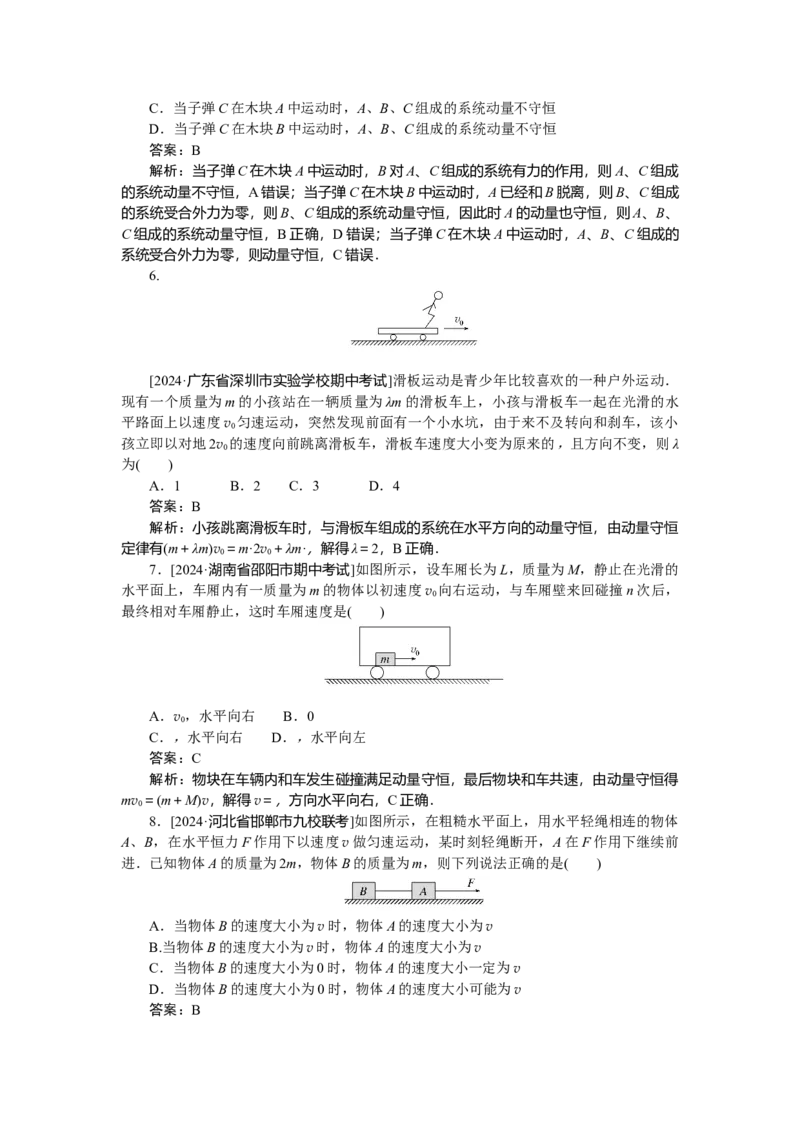 动量守恒定律专题39_2025高中教辅（后续还会更新新习题试卷）_2025高中全科《微专题&middot;小练习》_2025高中全科《微专题小练习》_2025版&middot;微专题小练习&middot;物理