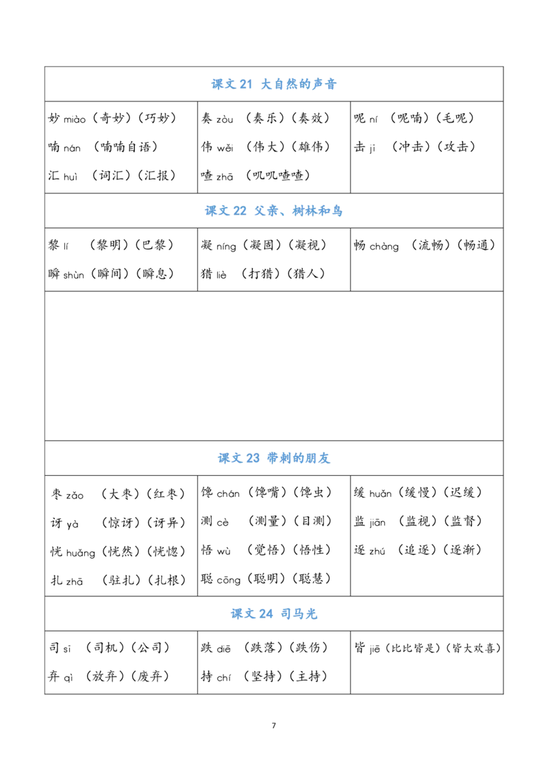 部编版三年级（上册）语文识字表生字组词_三年级上下册资料_三年级上语数英上下册学习资料_3-8-1、小学三年级语文上册_统编、部编、人教（语文全国统一只有一个版）_6、专项练习