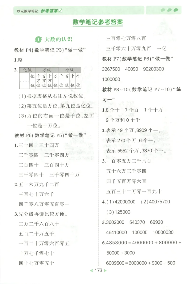 答案_25秋小学语数英习题试卷_数学_人教版_25秋《状元笔记》数学人教版23456_状元数学笔记RJ4上