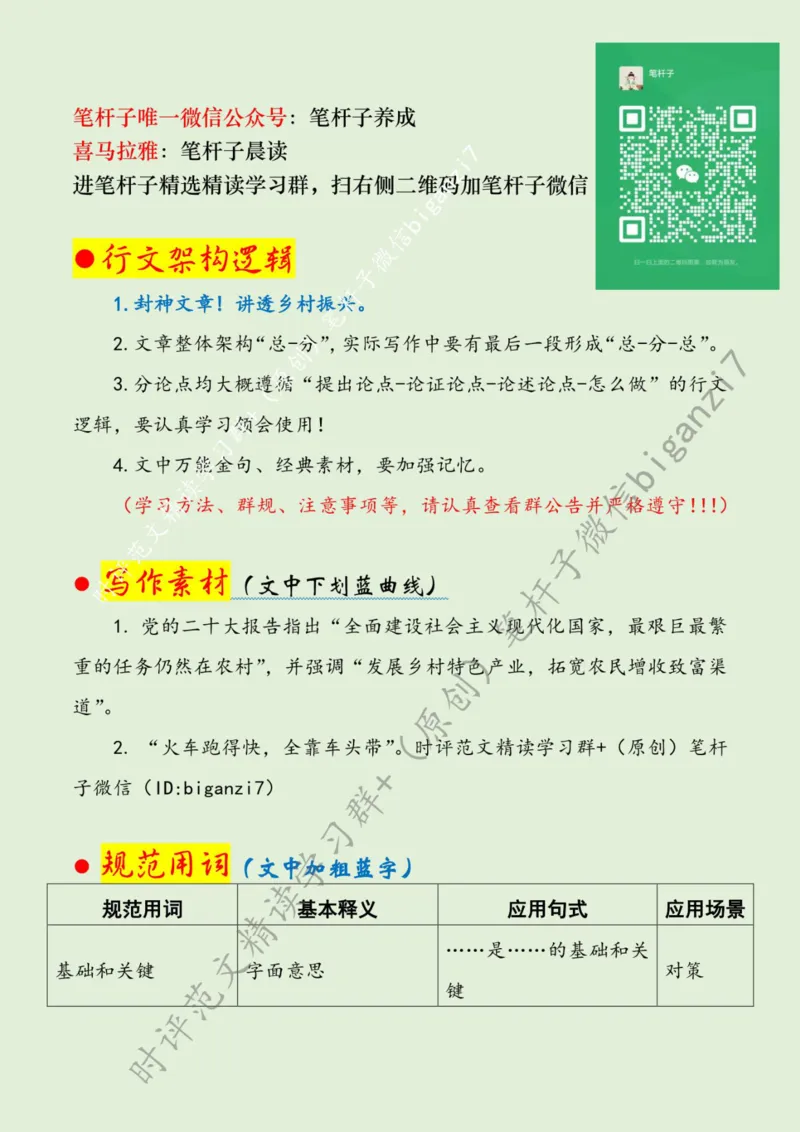 0827---标注绿-紧盯重点促乡村全面振兴_2026考公资料_（57）申论材料_00、笔杆子晨读材料_2024笔杆子晨读_笔杆子8月时政_0827紧盯重点促乡村全面振兴话题：乡村振兴