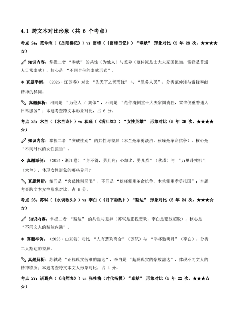 近5年全国各地中考语文古诗文阅读之把握人物形象35个高频考点+20个高频易错点_462026中考语文一轮复习练考点+练专题+练模块_古诗文阅读之把握人物形象